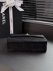 CHANEL 26S FLAP BAG 25 IN BLACK RAFFIA