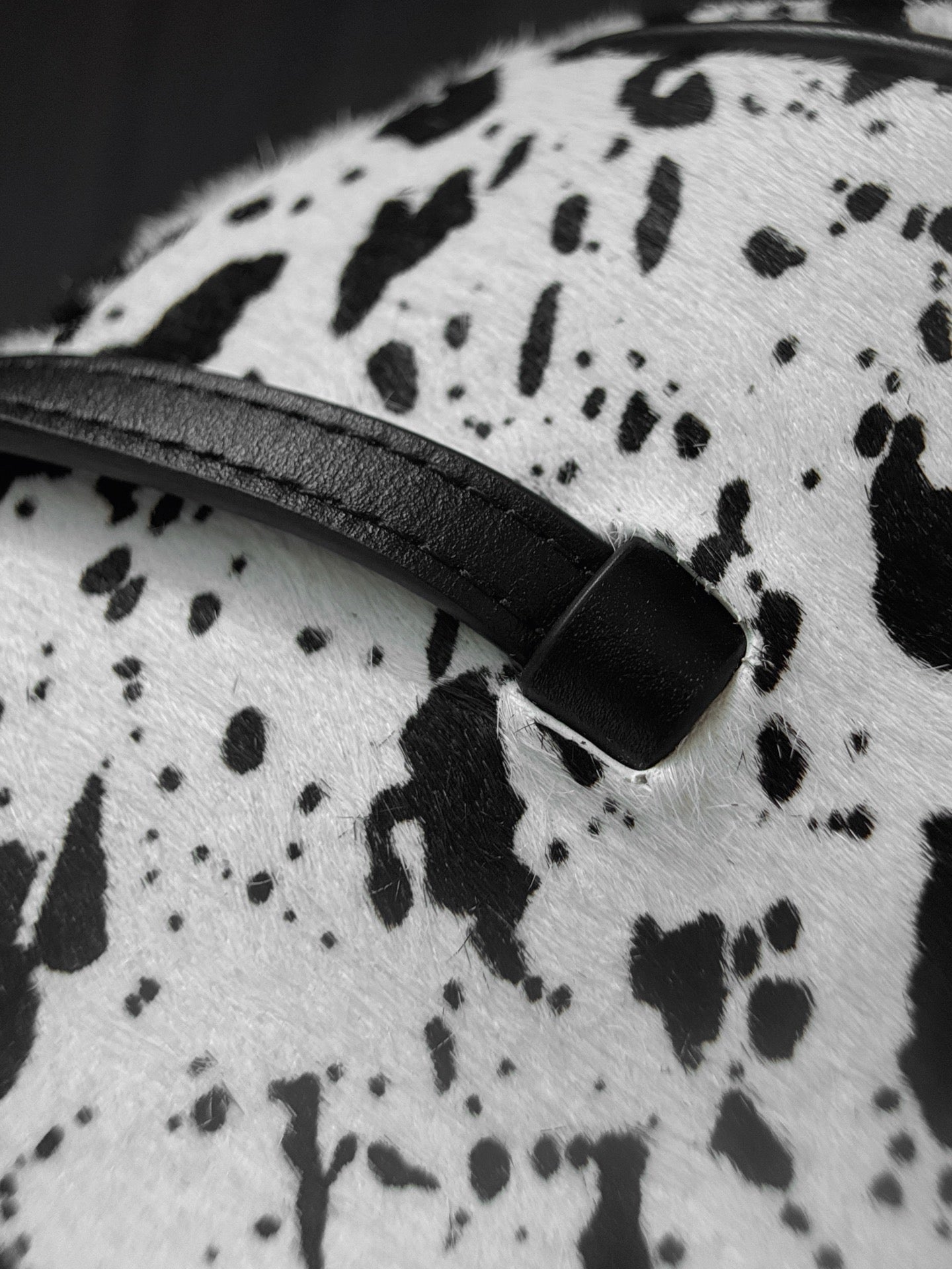 CHANEL 26S SHOULDER BAG 28 IN BLACK AND WHITE SPOTTED PRINT PONY HAIR