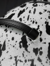 CHANEL 26S SHOULDER BAG 28 IN BLACK AND WHITE SPOTTED PRINT PONY HAIR