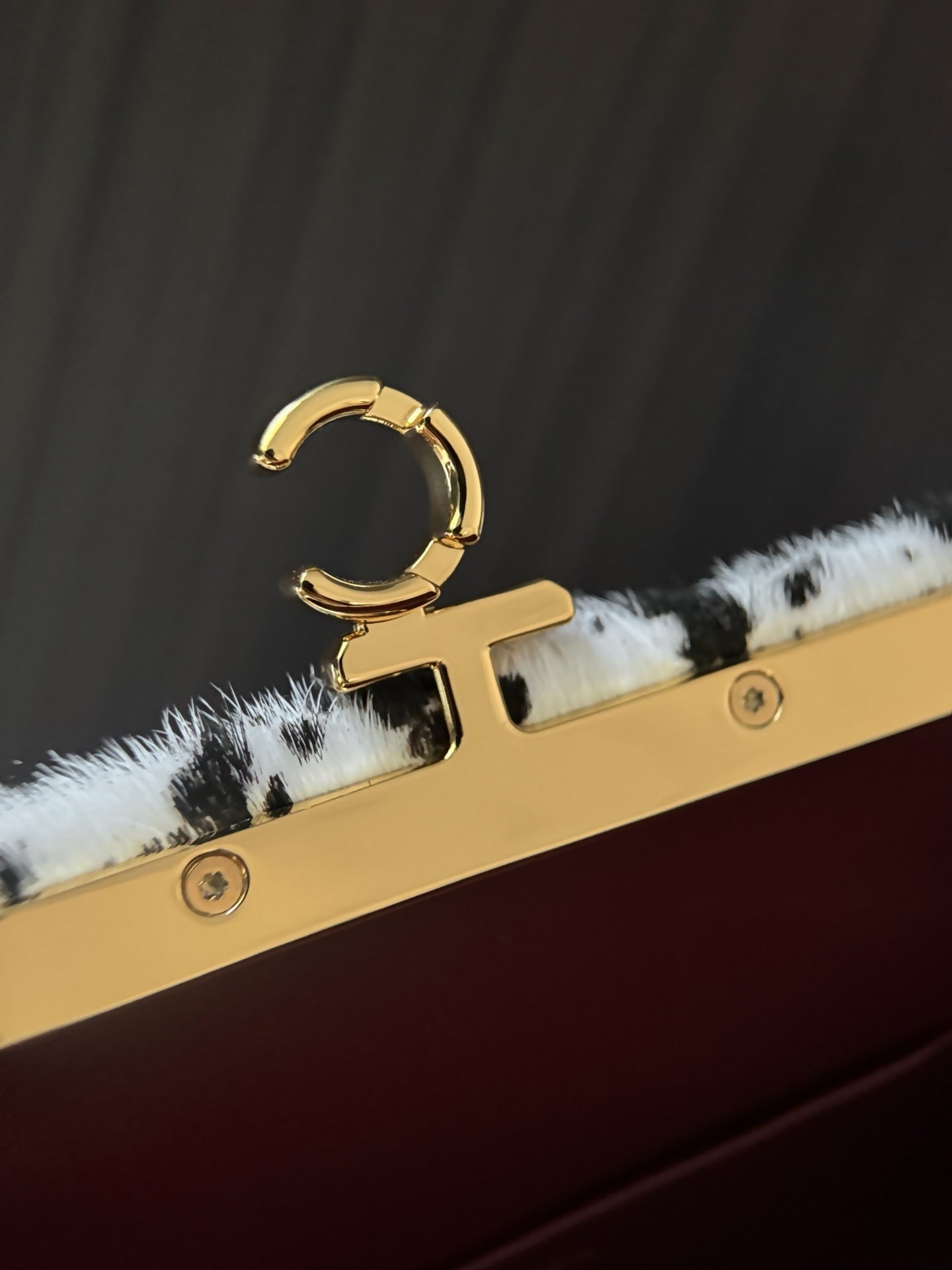 CHANEL 26S SHOULDER BAG 28 IN BLACK AND WHITE SPOTTED PRINT PONY HAIR