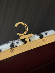 CHANEL 26S SHOULDER BAG 28 IN BLACK AND WHITE SPOTTED PRINT PONY HAIR
