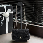 CHANEL 26S FLAP BAG 21 IN BLACK CRYSTAL-EMBELLISHED SPARKLING