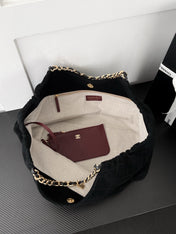 CHANEL 26S SHOPPING TOTE BAG 45 IN BLACK QUILTED SUEDE