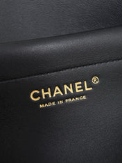 CHANEL 26S SHOULDER BAG 29 IN BLACK CALFSKIN AND PATTERNED TWEED