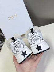 DIOR CHRONO SNEAKER 25S IN WHITE LAMBSKIN AND MESH FABRIC