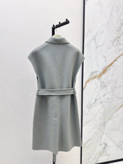 HERMES 25S SLEEVELESS WOOL VEST COAT WITH BOW BELT 96700