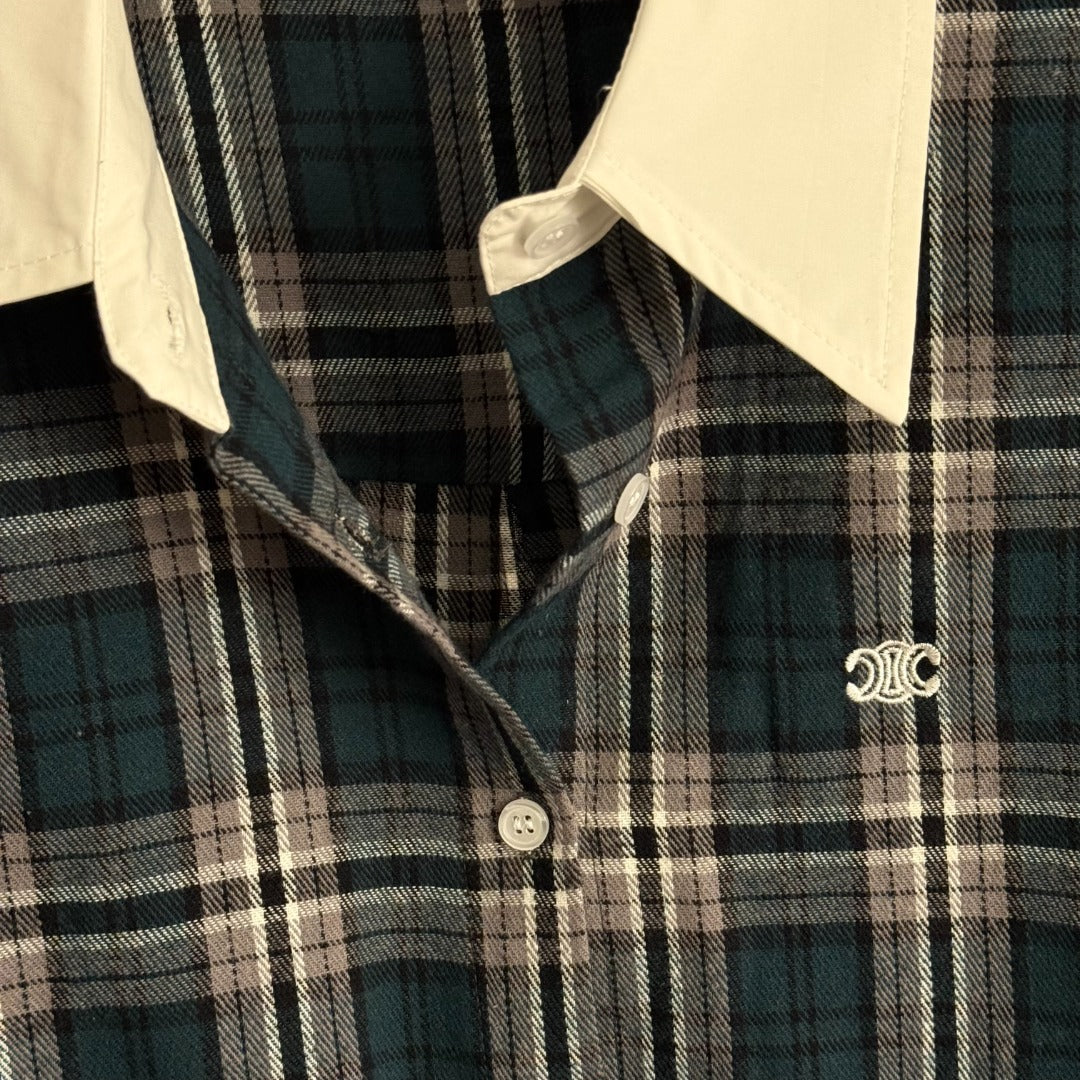 CELINE 26S LONG-SLEEVE CHECKED SHIRT STYLE 10