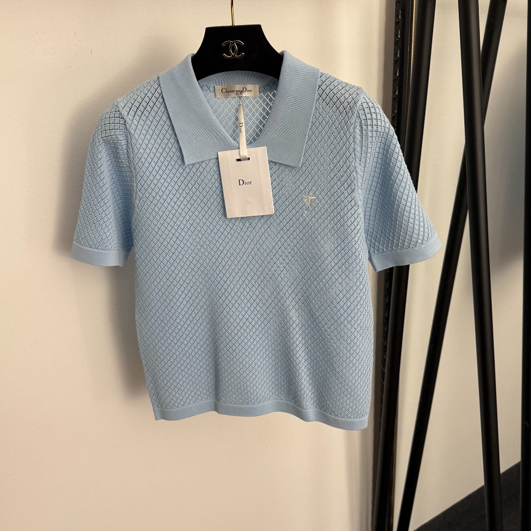 DIOR 26S SHORT-SLEEVE CUT-OUT KNIT TOP 1108