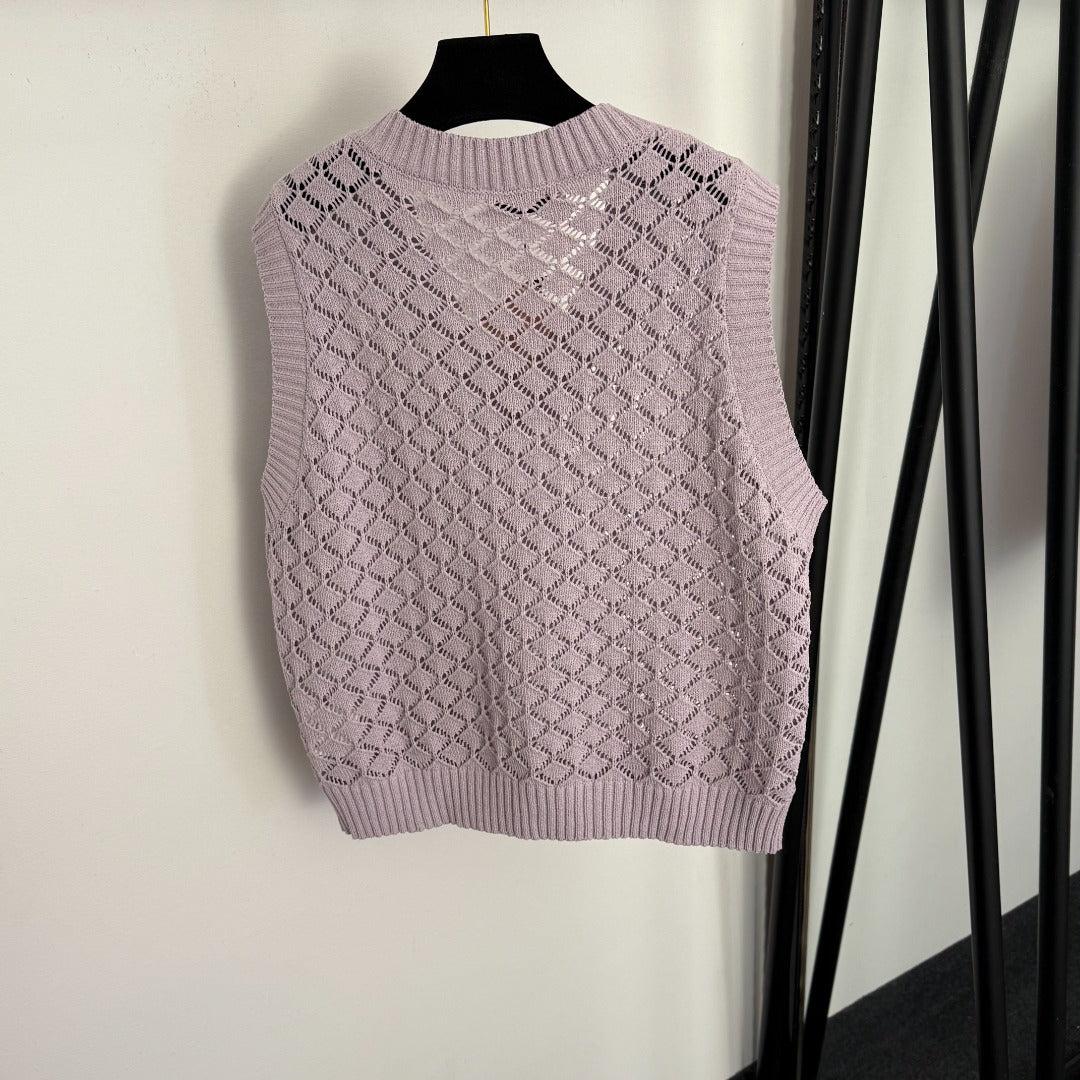 MIUMIU 26S HOLLOW OUT V-NECK VEST 1013