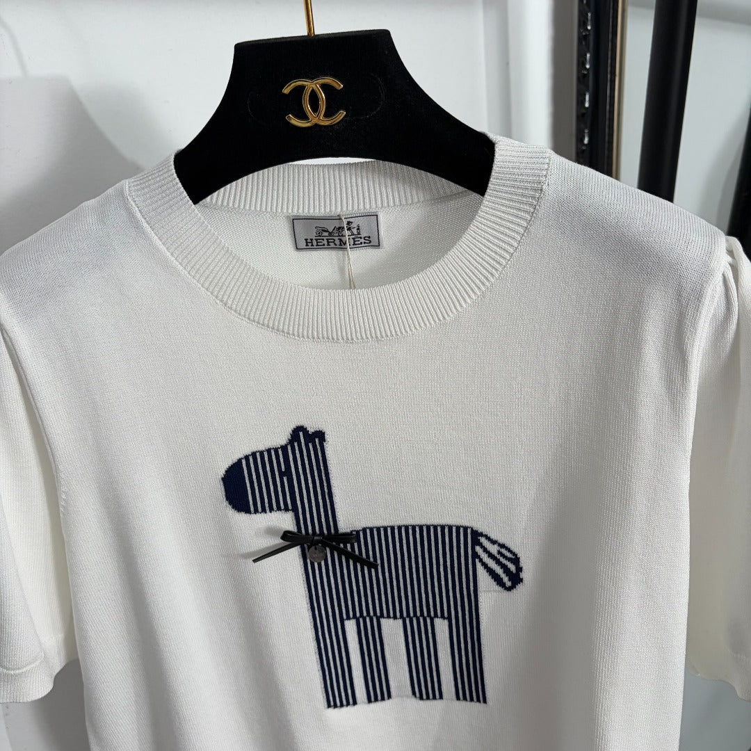 HERMES 26S SHORT-SLEEVE KNIT TOP 720