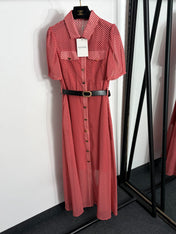 VALENTINO 26S SHORT-SLEEVE CHECKED SHIRT DRESS 462