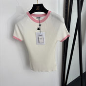 CHANEL 26S CONTRAST TRIM RIBBED KNIT TOP 1350