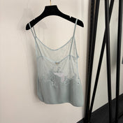 CHANEL 26S LACE-TRIM KNIT CAMI TOP 1488