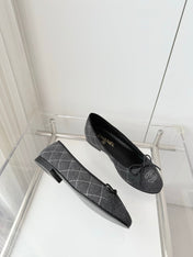 CHANEL 26S BALLET FLATS IN GREY DENIM WITH BOW