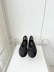 CHANEL 26S BALLET FLATS IN BLACK MESH TOE CAP AND BOW