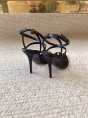 HIGH FLIP FLOPS SANDAL WITH STRAP IN BLACK SILK