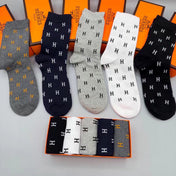 HERMES 26S CREW SOCKS 494831 (1 BOX)