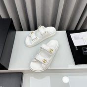 dad sandals white patent lambskin mules