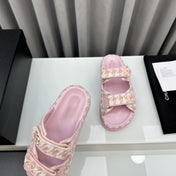 dad sandals pink white mules