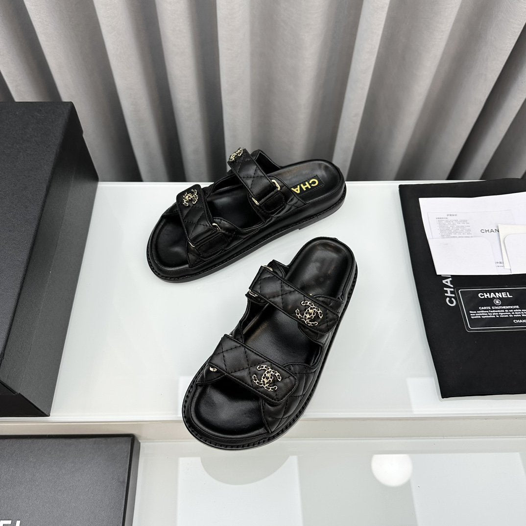DAD SANDALS BLACK PATENT INTERWOVEN LEATHER CC