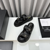 DAD SANDALS BLACK PATENT INTERWOVEN LEATHER CC