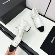 CC MARY JANE IN BLACK MIX WHITE SEQUINS AND VELVET