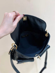 CHANEL 25S HOBO RETRO BAG 24 IN BLACK CALFSKIN GOLD HARDWARE