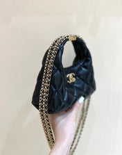 CHANEL HOBO 20 IN BLACK CALFSKIN GOLD HARDWARE