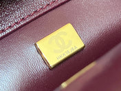 CHANEL TOP HANDLE 19 IN WINE RED LAMBSKIN GOLD HARDWARE