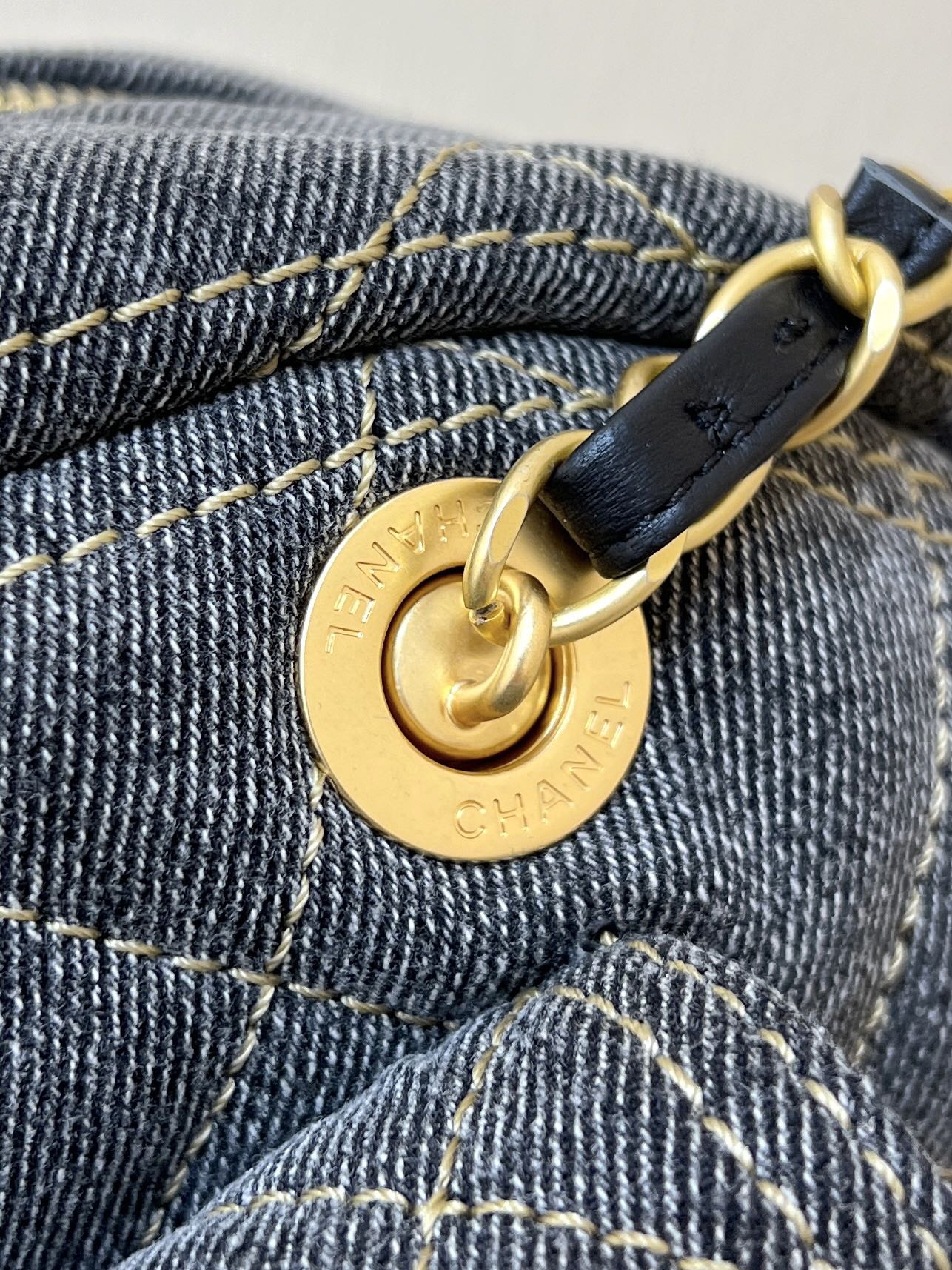 BOWLING BAG 33 IN SANTAS GRAY DENIM GOLD HARDWARE