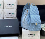 CC 25 HANDBAG 40 IN BLUE DENIM GOLD HARDWARE