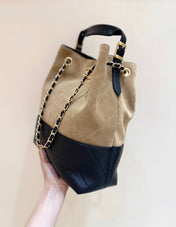 CHANEL 25S SHOPPING BAG 33 IN BROWN AND BLACK SUEDE CALFSKIN