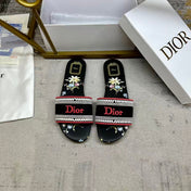 DIOR 26S DWAY SLIDE FLOWER EDITION IN BLACK FABRIC