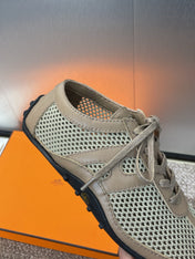 KIGA SNEAKER IN MOCHA BROWN CROCHET KNIT AND CALFSKIN