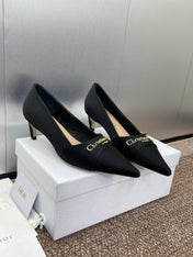 MY DD 25S HIGH HEEL 55MM IN BLACK FABRIC GOLD LOGO
