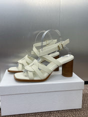 D-CLUB HIGH HEEL SLIDE 25S 80MM IN WHITE CALFSKIN
