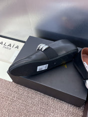 ALAIA MARY JANE FLATS 25S IN BLACK CALFSKIN WITH SILVER HARDWARE