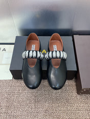 ALAIA MARY JANE FLATS 25S IN BLACK CALFSKIN WITH SILVER HARDWARE