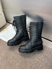 DIOR 25S D-ROAD ANKLE BOOT 45MM IN BLACK GRAINED CALFSKIN