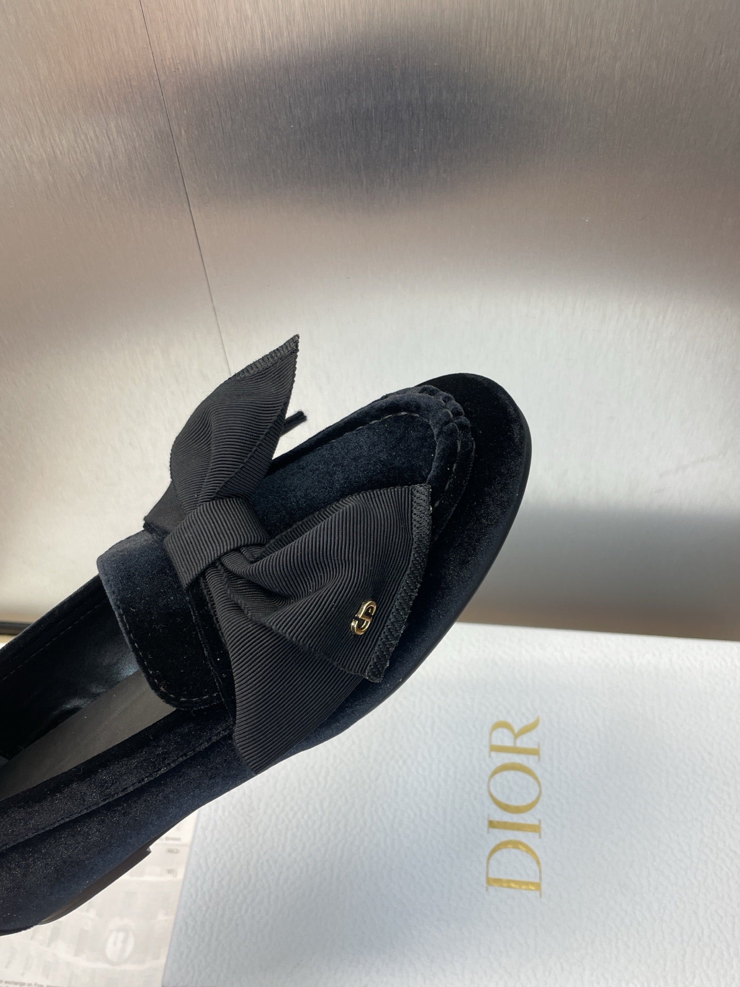 DIOR 25S LOAFER IN BLACK VELVET AND GROSGRAIN