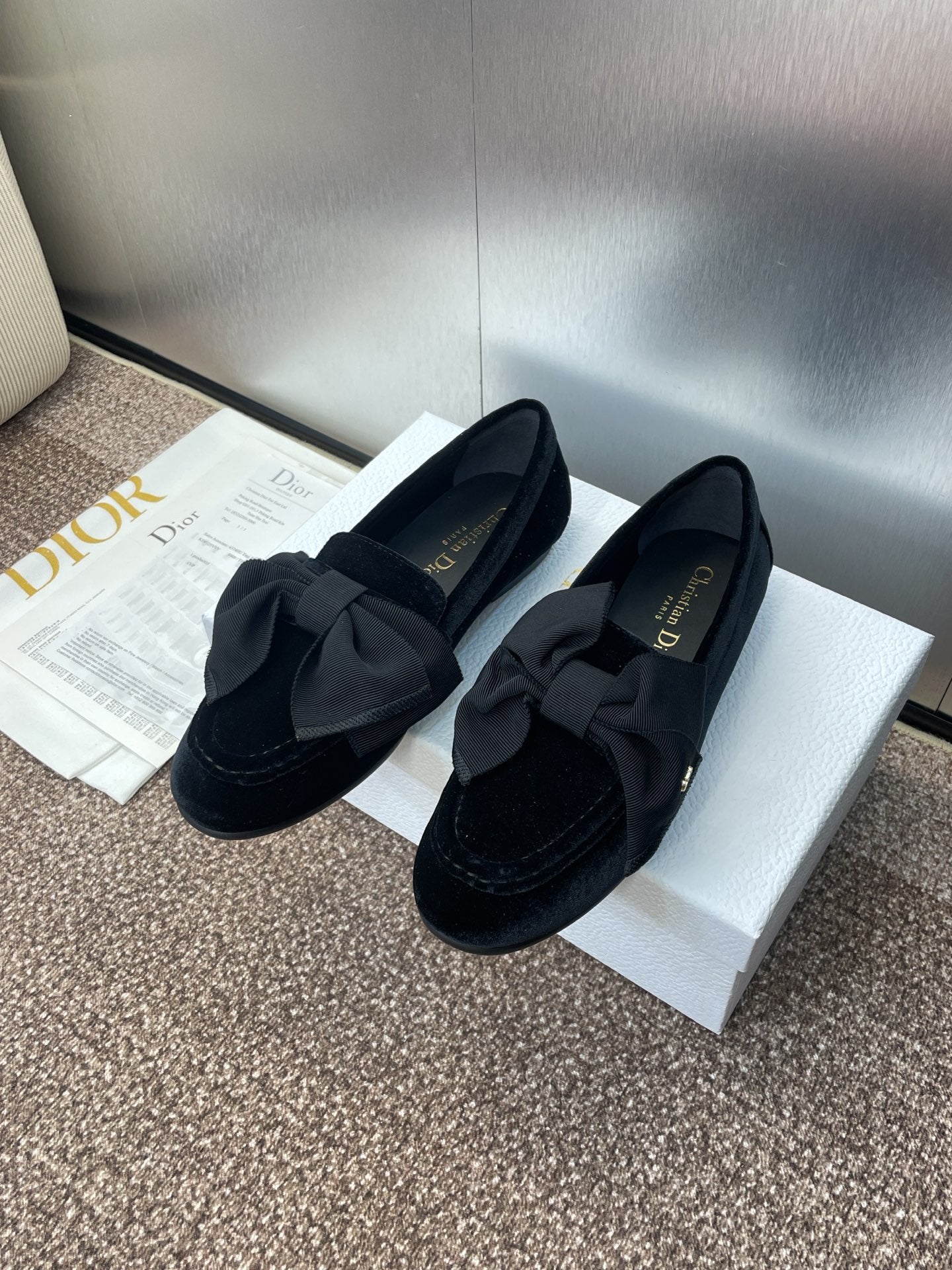 DIOR 25S LOAFER IN BLACK VELVET AND GROSGRAIN