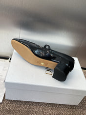 DIOR 25S ROUND-TOE MARY JANE BALLET FLATS IN BLACK CALFSKIN
