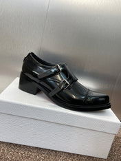 DIOR 25S D-IVIERA SERIES LOW-CUT DEEP VAMP LOAFERS 35MM IN BLACK GLOSSY CALFSKIN