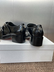 DIOR 25S D-IVIERA SERIES LOW-CUT DEEP VAMP LOAFERS 35MM IN BLACK GLOSSY CALFSKIN