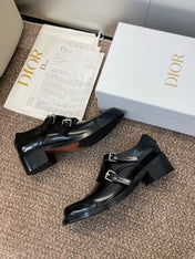 DIOR 25S D-IVIERA SERIES LOW-CUT DEEP VAMP LOAFERS 35MM IN BLACK GLOSSY CALFSKIN