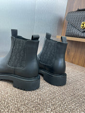 DIOR 25S D-QUEST CHELSEA ANKLE BOOTS 25MM IN BLACK CALFSKIN AND CANVAS