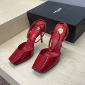 YSL 26S HEELED SANDALS 95 MM IN RED CALFSKIN