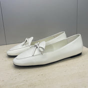 CELINE 26S BALLET FLATS IN WHITE LAMBSKIN WITH BOW