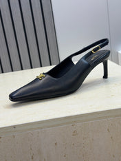 CELINE 26S SLINGBACK HEELS 65 MM IN BLACK CALFSKIN