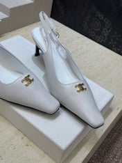 CELINE 26S SLINGBACK HEELS 65 MM IN WHITE CALFSKIN
